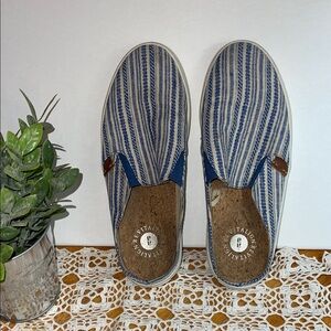 REVITALIGN Blue and White Striped Loafers